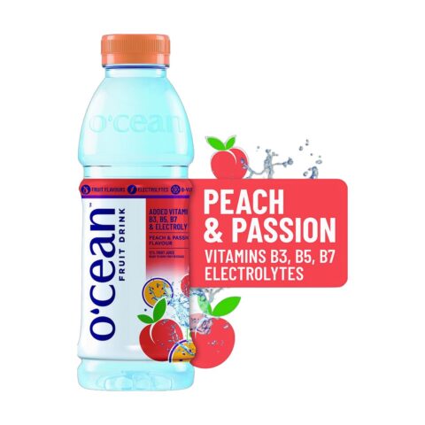 O'cean Fruit Water Peach & Passion with Vitamins & Electrolytes, 500 ml