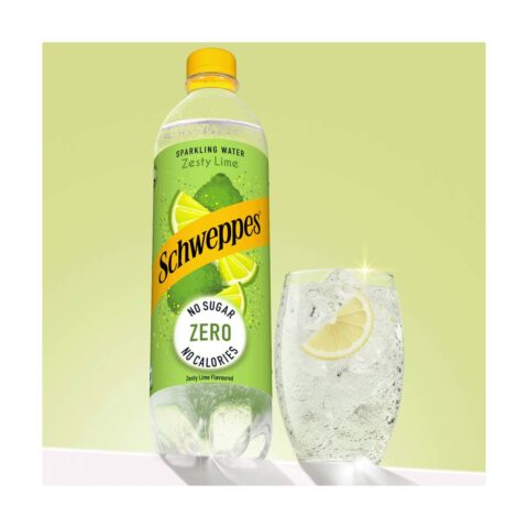 Schweppes Sparkling Water Zesty Lime, Zero Calories, 600 ml